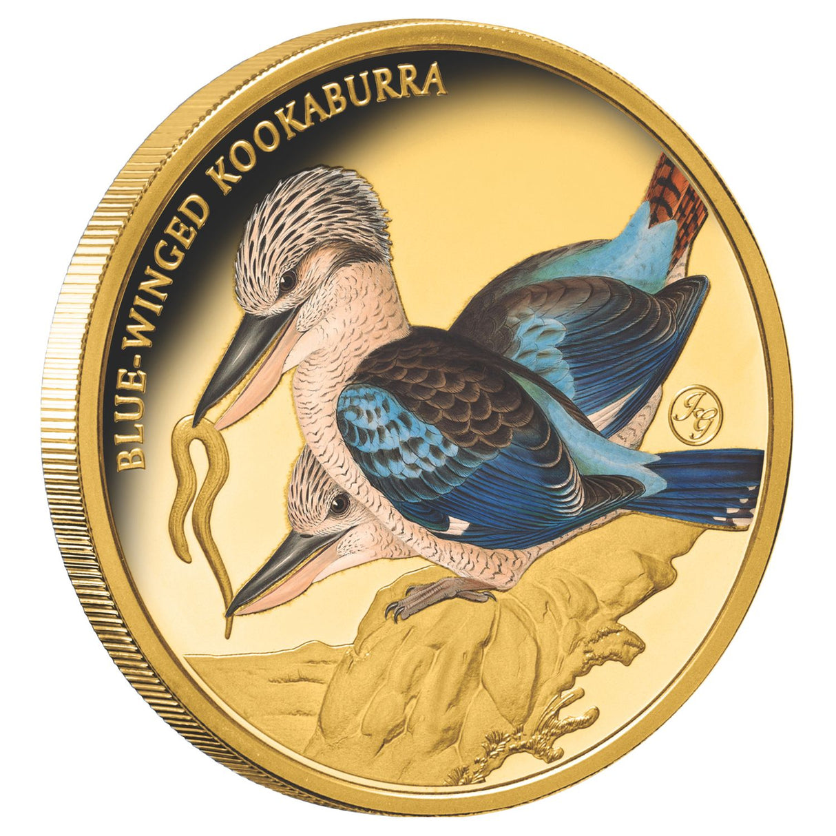 Birds of Australia Blue-Winged Kookaburra Gold-plated Prooflike Commemorative