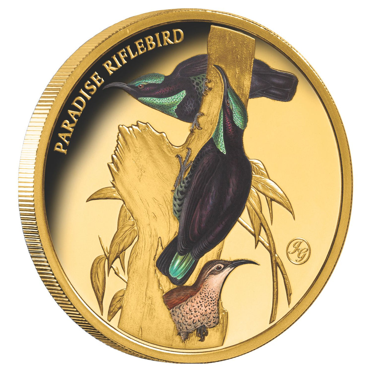 Birds of Australia Paradise Riflebird Gold-plated Prooflike Commemorative