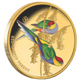 Birds of Australia Red-Capped Parrot Gold-plated Prooflike Commemorative
