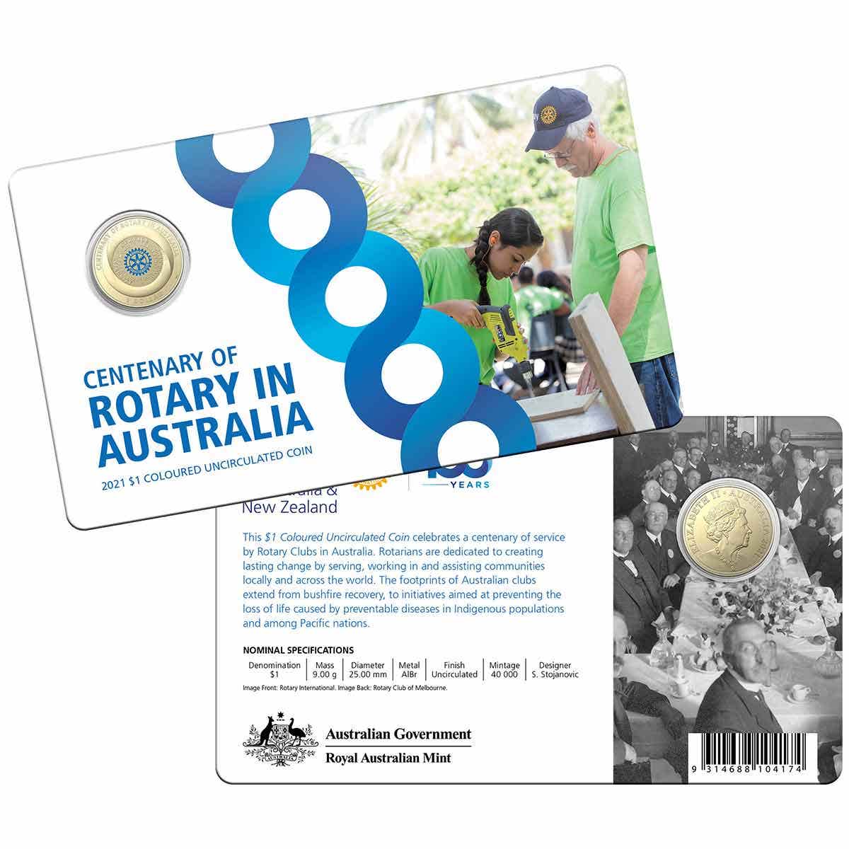 Centenary of Rotary 2021 $1 Aluminium-Bronze Uncirculated Coin