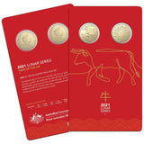 Australia Lunar Year of the Ox 2021 $1 Aluminium-Bronze Uncirculated 2-Coin Set