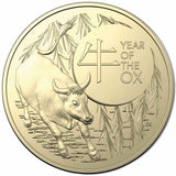 Australia Lunar Year of the Ox 2021 $1 Aluminium-Bronze Uncirculated 2-Coin Set