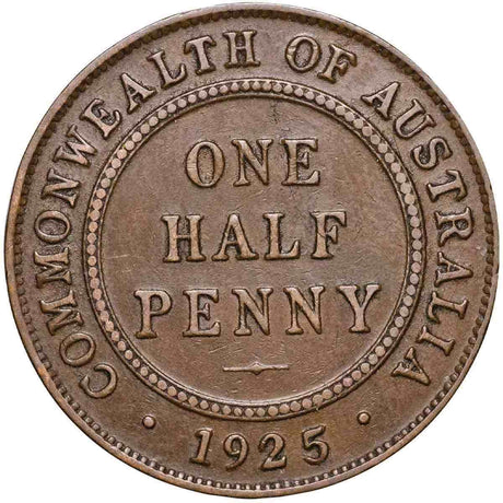 Australia George V 1924 & 1925 Halfpenny Pair Very Fine