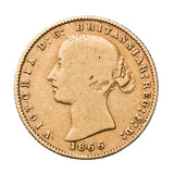 Queen Victoria 1866 Sydney Mint Half Sovereign Type II about Fine-Fine