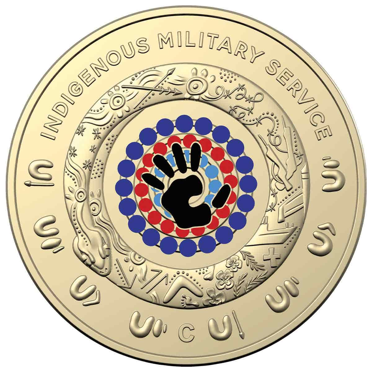Australia Indigenous Military Service 2021 $2 C Mintmark Colour Aluminium-Bronze Uncirculated Coin