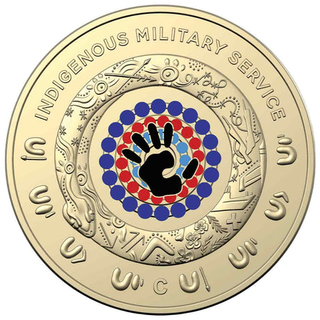 Australia Indigenous Military Service 2021 $2 C Mintmark Colour Aluminium-Bronze Uncirculated Coin