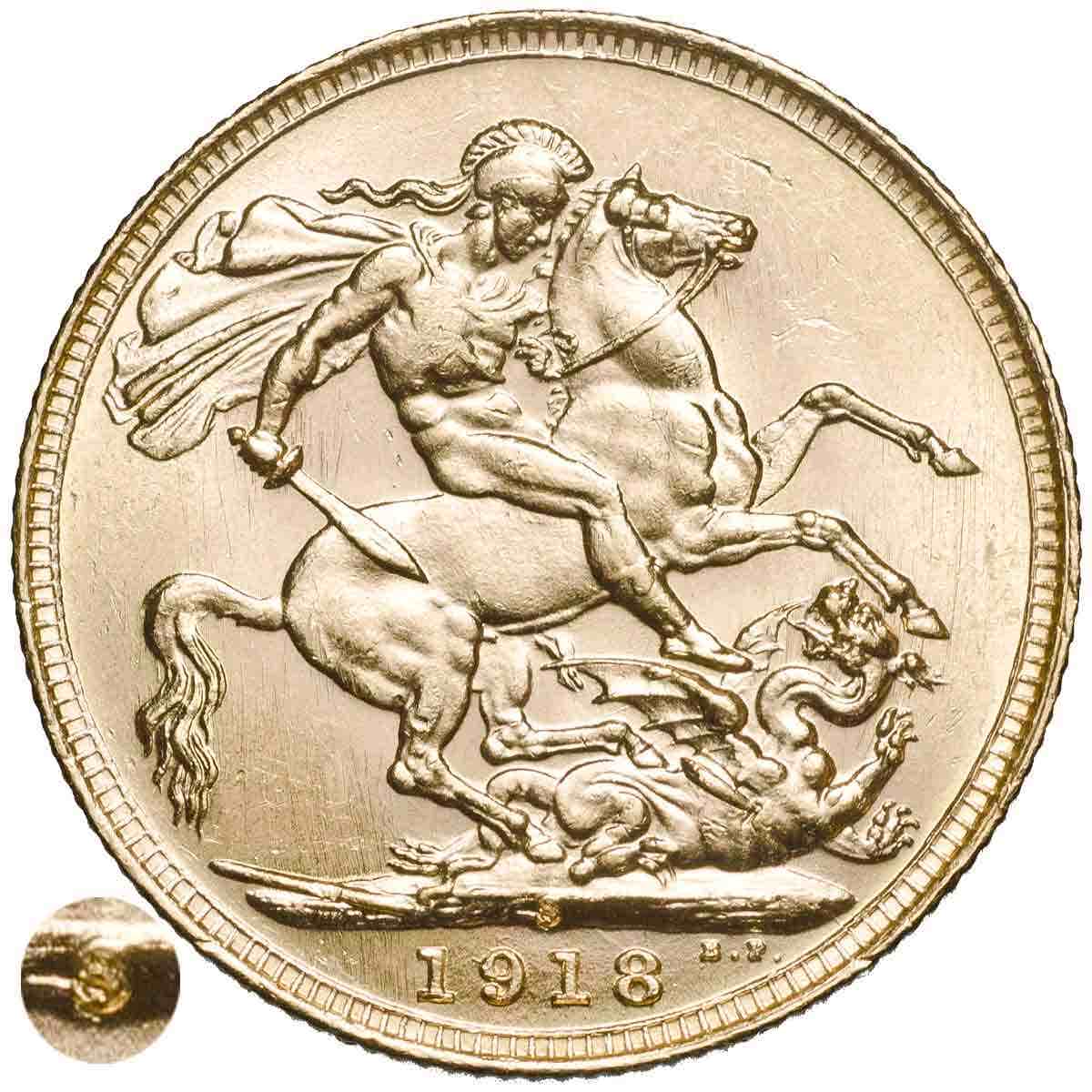 King George V 1918S Gold Sovereign Extremely Fine-about Uncirculated