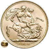 King George V 1918S Gold Sovereign Extremely Fine-about Uncirculated