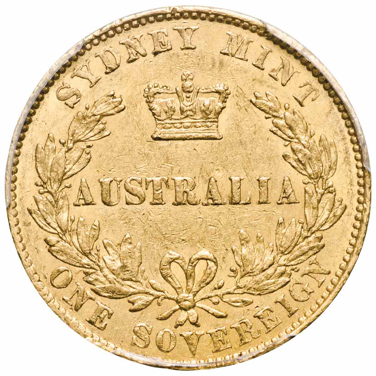 1856 Sydney Mint Sovereign Type I PCGS AU55 (about Uncirculated)