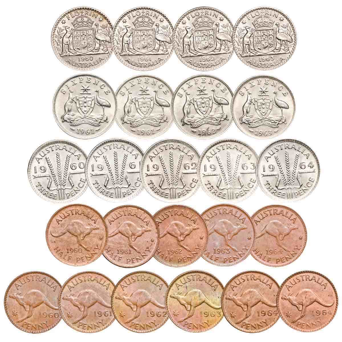 Australia Elizabeth II 1960-64 Complete Uncirculated 28-Coin Set