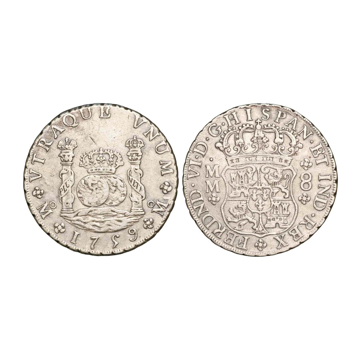 Spanish-American Ferdinand VI 1746-59 Silver 8 Reales Very Fine-Extremely Fine