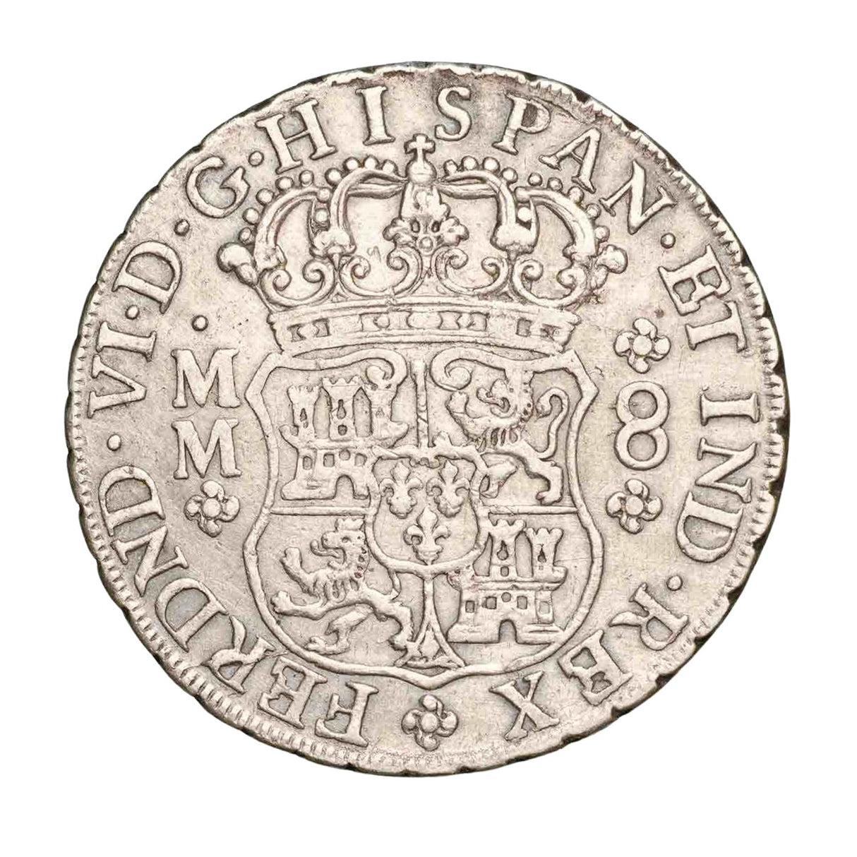 Spanish-American Ferdinand VI 1746-59 Silver 8 Reales Very Fine-Extremely Fine