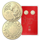 Australia Lunar Year of the Tiger 2022 $1 Aluminium-Bronze Uncirculated 2-Coin Set