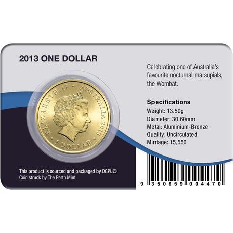 Australia Bush Babies 2013 $1 Wombat Aluminium-Bronze Uncirculated Coin Pack