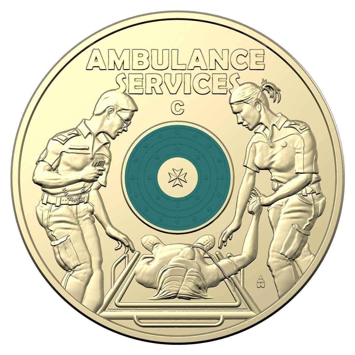 Australia Ambulance 2021 $2 C Mintmark Colour Aluminium-Bronze Uncirculated Coin
