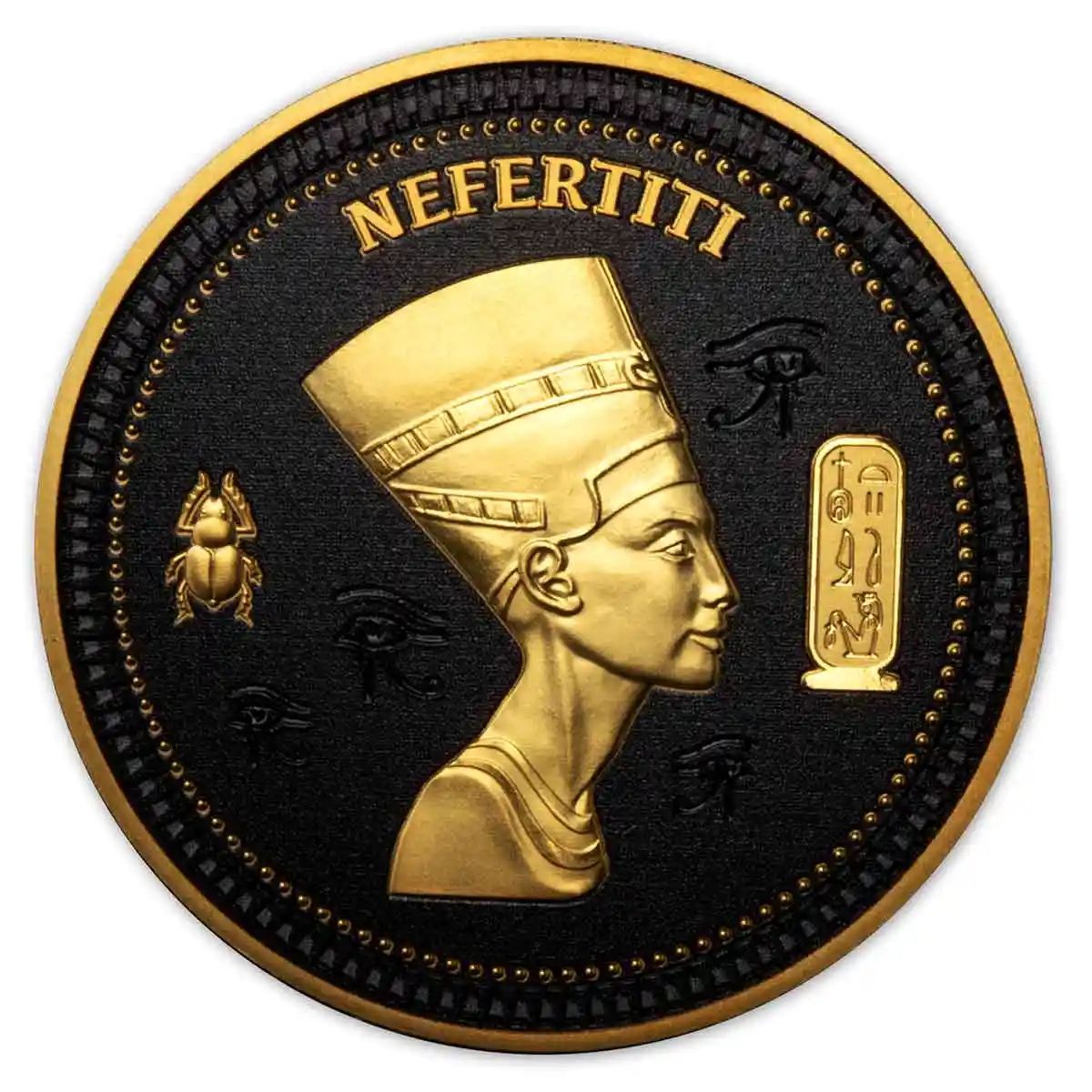 Ancient Egypt Black 2022 $1/2 Nefertiti Gold-plated Coin