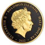 Ancient Egypt Black 2022 $1/2 Horus Gold-plated Coin