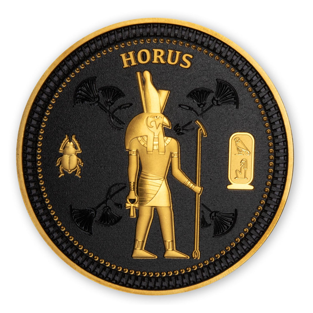 Ancient Egypt Black 2022 $1/2 Horus Gold-plated Coin