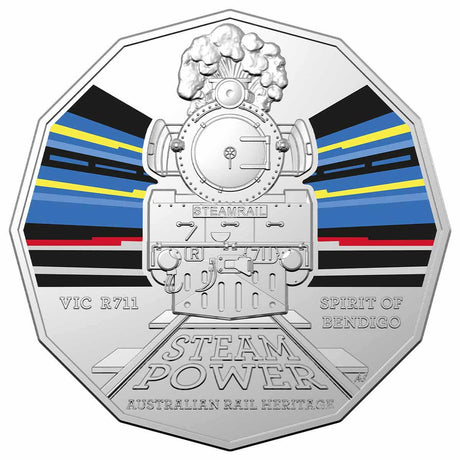 Australian Steam Trains - VIC Bendigo 2022 50c Coloured Uncirculated Coin