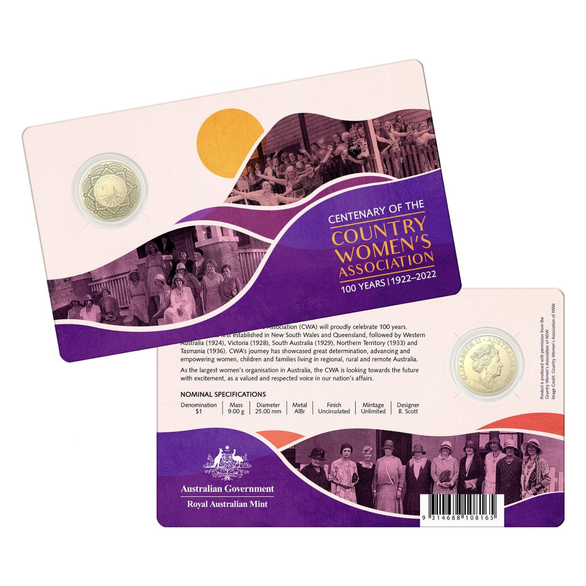 Australia Country Women's Association Centenary 2022 $1 Aluminium-Bronze Uncirculated Coin