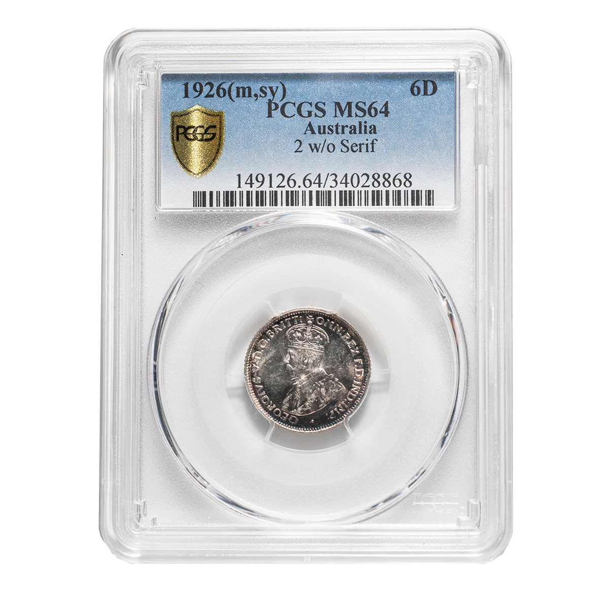 Australia George V 1926 Sixpence PCGS MS64 (Choice Uncirculated)