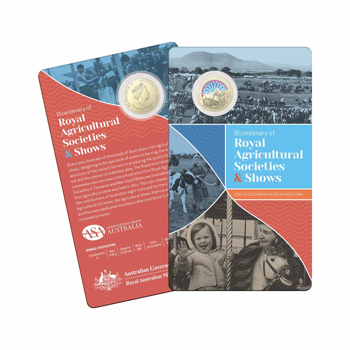 Australia Bicentenary of the Royal Agricultural Society 2022 $1 Coloured Uncirculated Coin