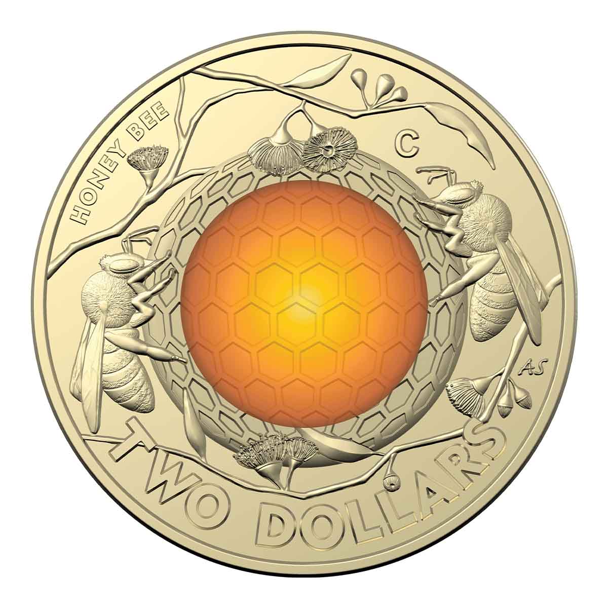 Australia Honey Bee 2022 $2 Coloured Uncirculated 'C' Mint Mark Coin