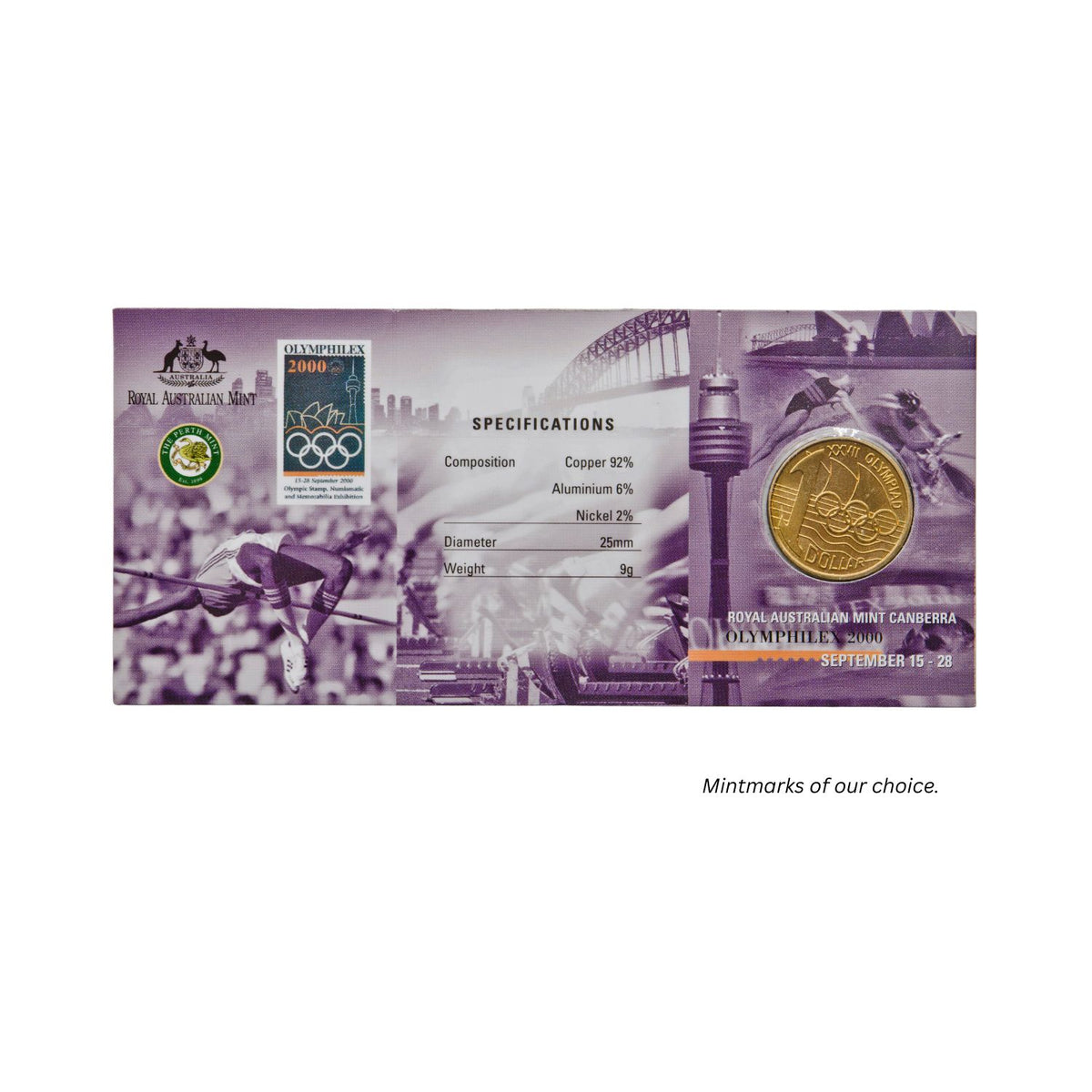 Australia 2000 $1 Olymphilex & 2002 $1 Year of the Outback Uncirculated 2-Coin Set (Mintmarks of our choice)