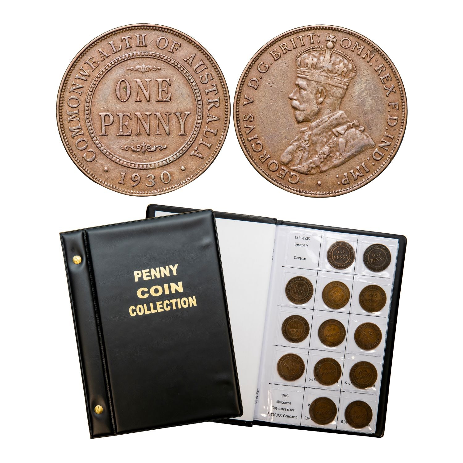 Australia George V 1930 Penny Very Fine with FREE 1911-64 Penny