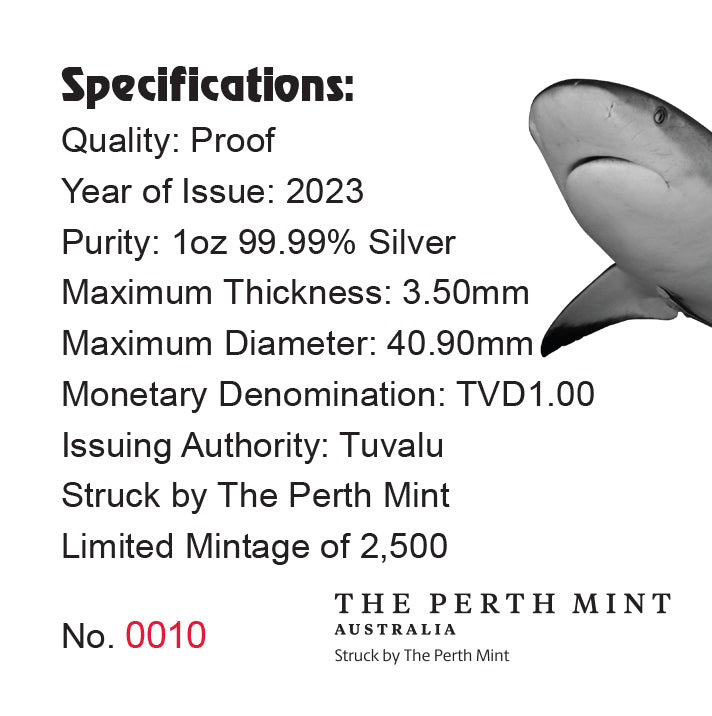 Deadly & Dangerous 2023 $1 Tiger Shark 1oz Silver Proof Coin