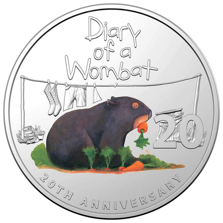 Australia Diary of a Wombat 20th Anniversary 2022 20c Colour Cupro-Nickel Uncirculated Coin