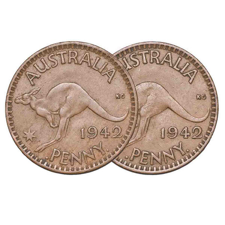 1942 Bombay Penny No 'I' Mintmark & Standard Type Pair Fine