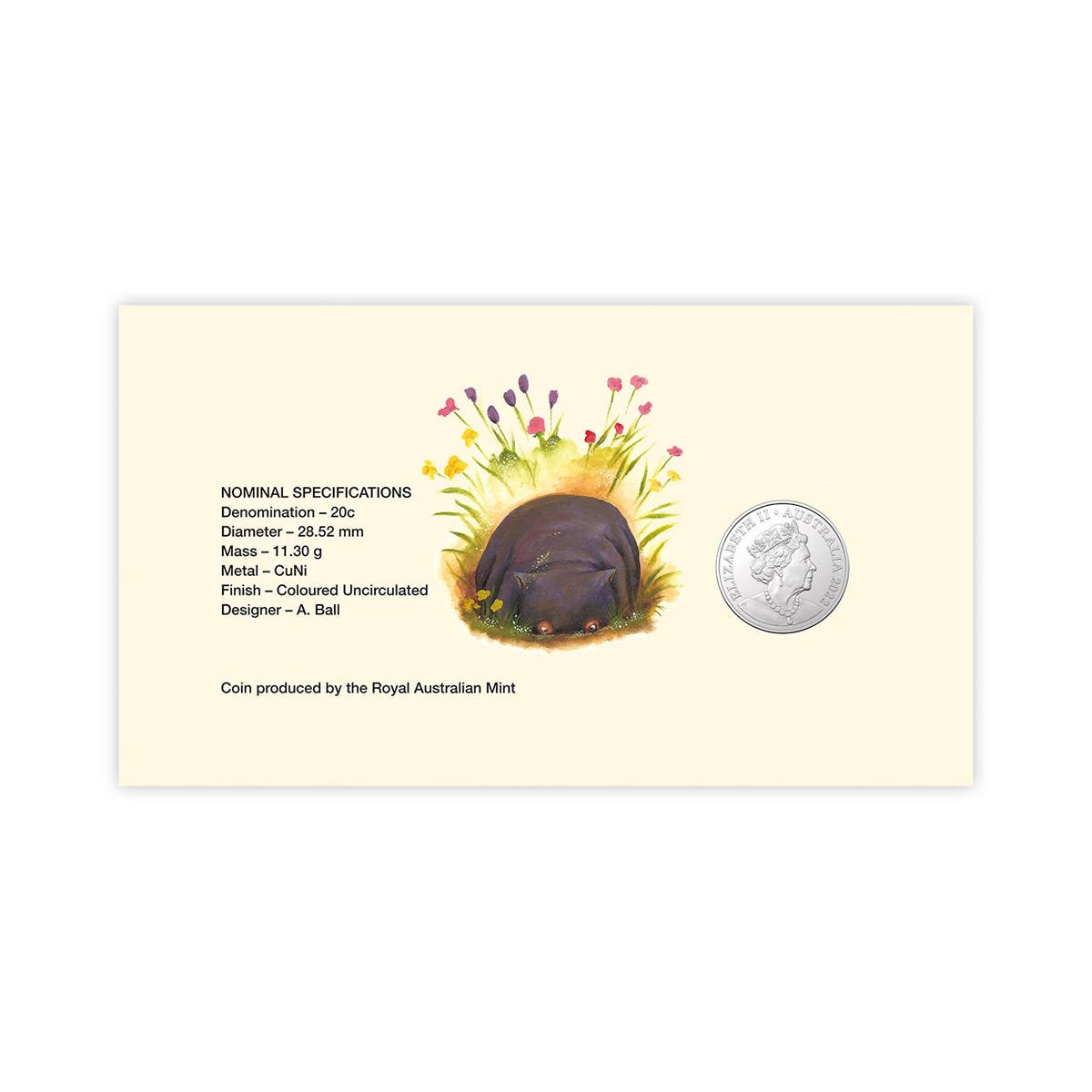 2022 20c Diary of a Wombat Stamp and Coin Cover