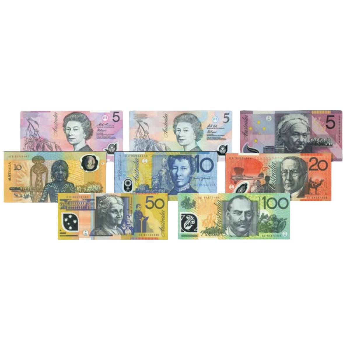 Polymer Notes Australia.pdf Australia 1988-2002 First Polymer Banknotes Uncirculated 8-Note Type S ...