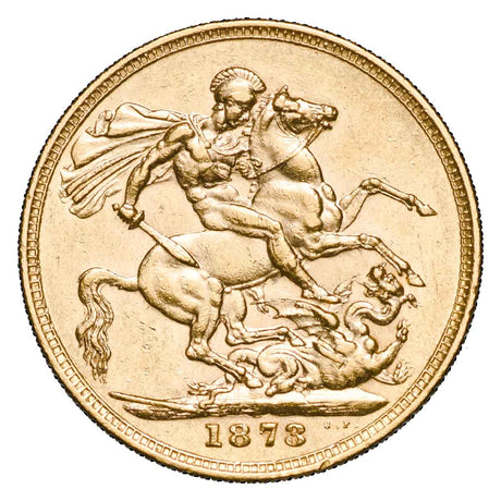 Queen Victoria 1873 St George & Shield Gold Sovereign Pair