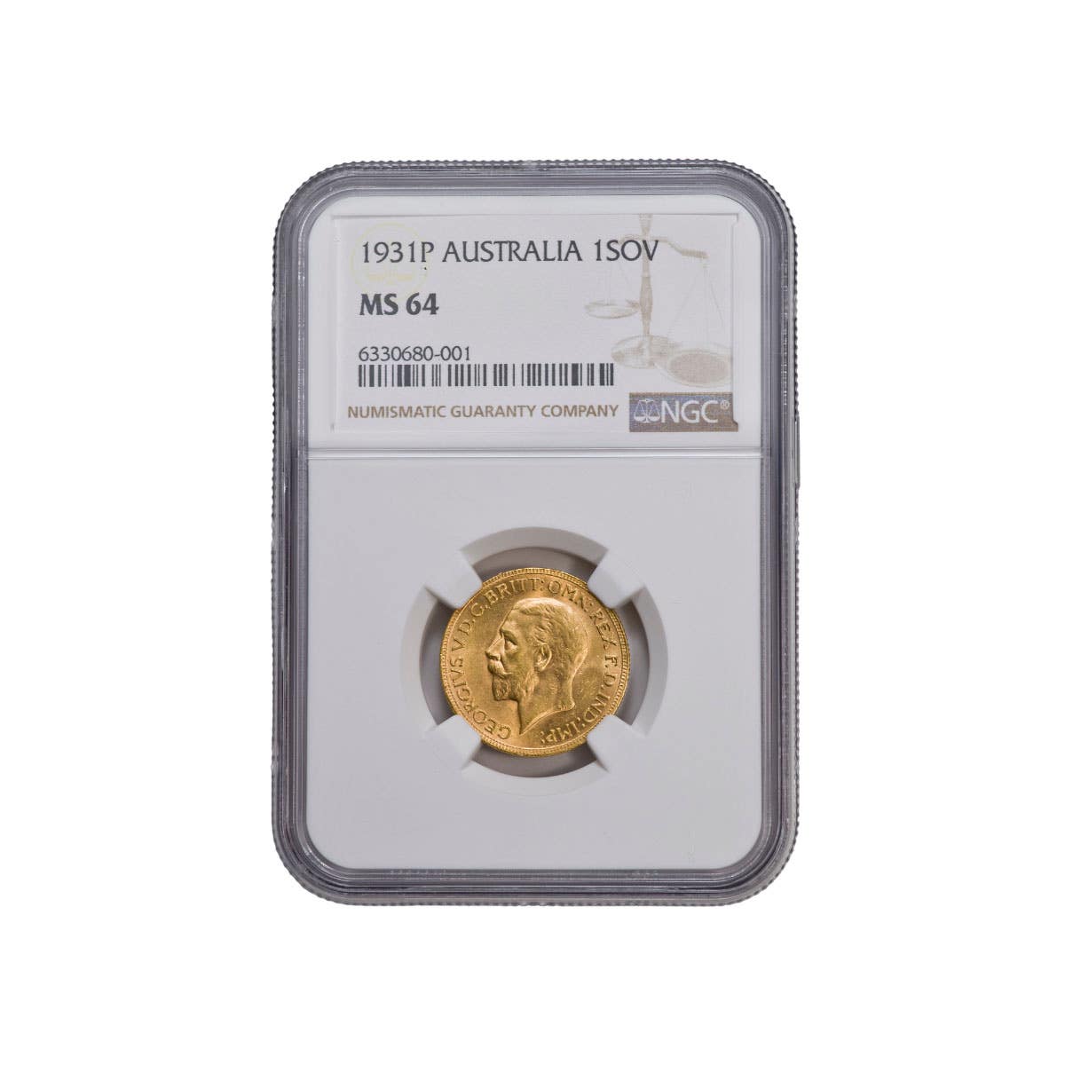 1931 Perth George V Gold Sovereign NGC MS64 (Choice Uncirculated)