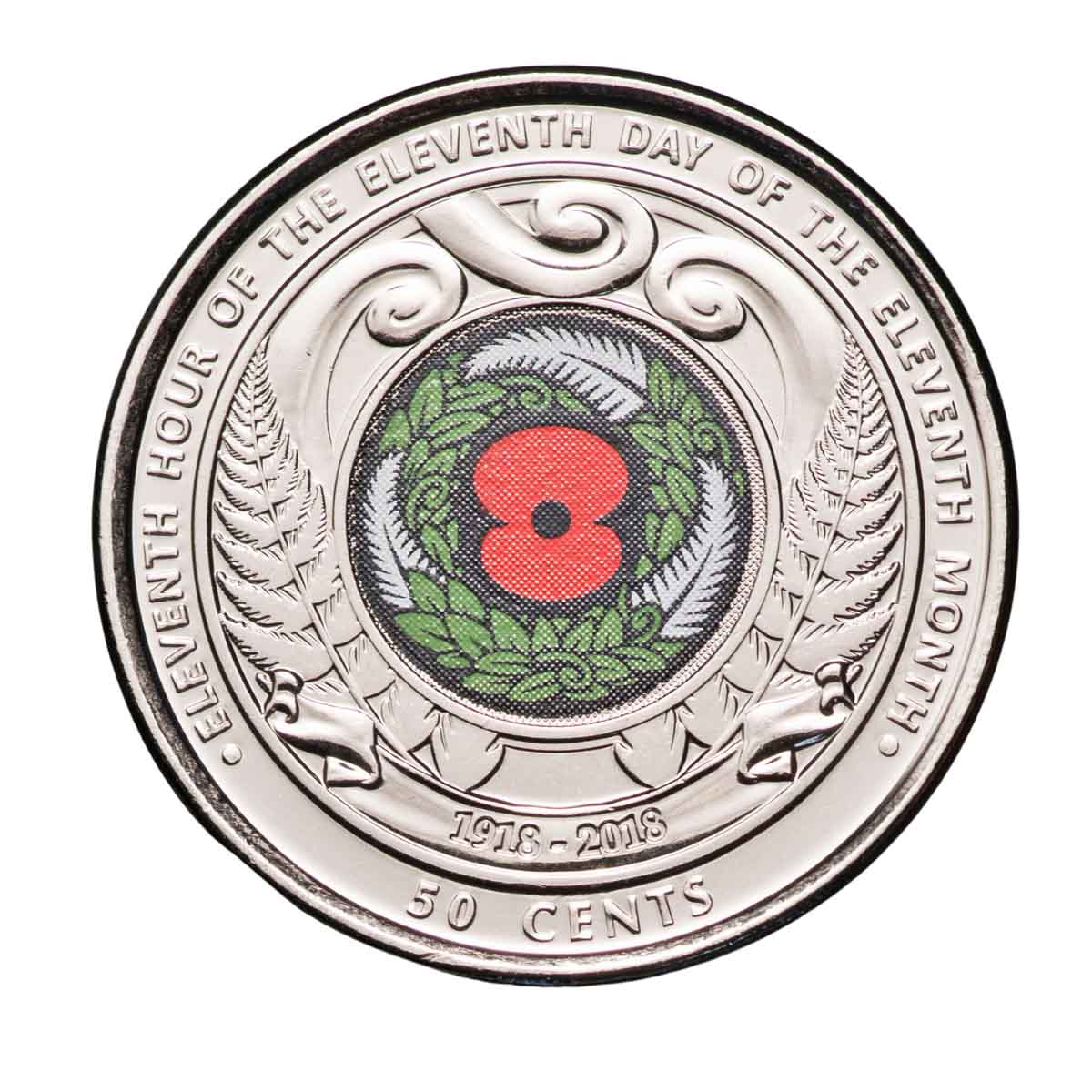New Zealand 2018 50c Red Poppy Uncirculated Coin