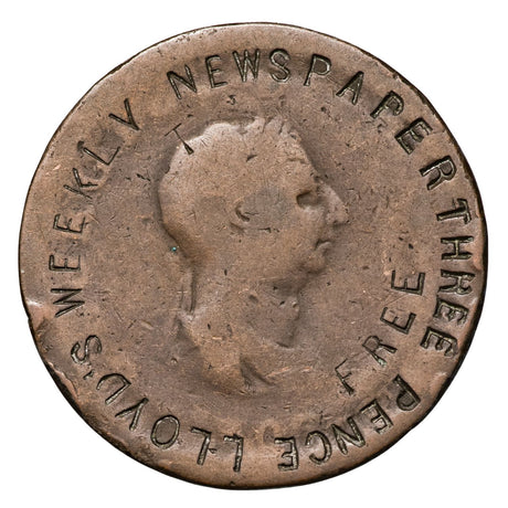 Great Britain 1850s Lloyd Newspaper Token Fair-Very Fine