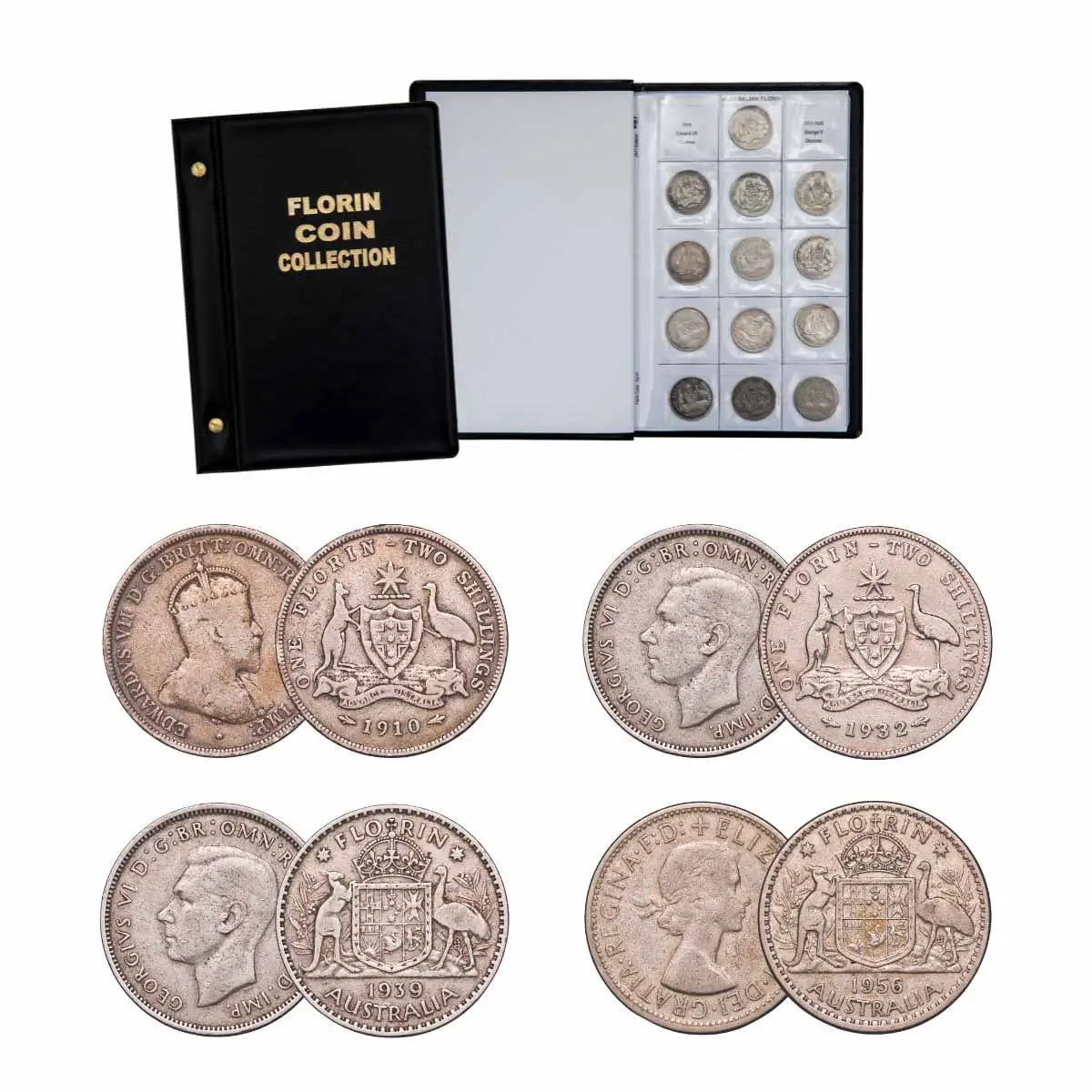 Australia 1910-63 Florin Good-Uncirculated 55-Coin Collection