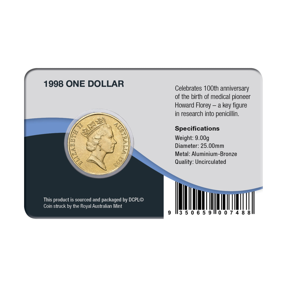 Australia Howard Florey 1998 $1 Aluminium-Bronze Uncirculated Coin Pack