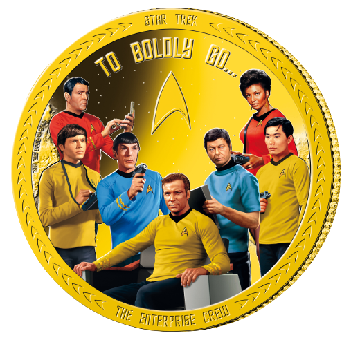 Star Trek 2023 50c The Enterprise Crew Gold-plated Prooflike Coin