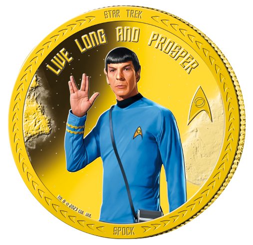 Star Trek 2023 50c Spock Gold-plated Prooflike Coin