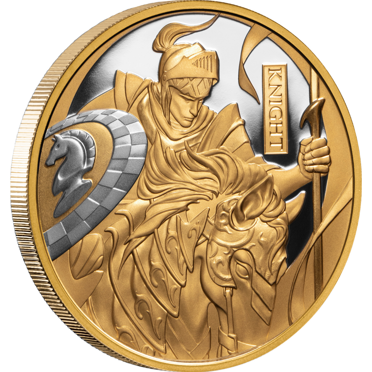 Chess Knight 2024 $100 1oz Platinum-plated Gold Proof