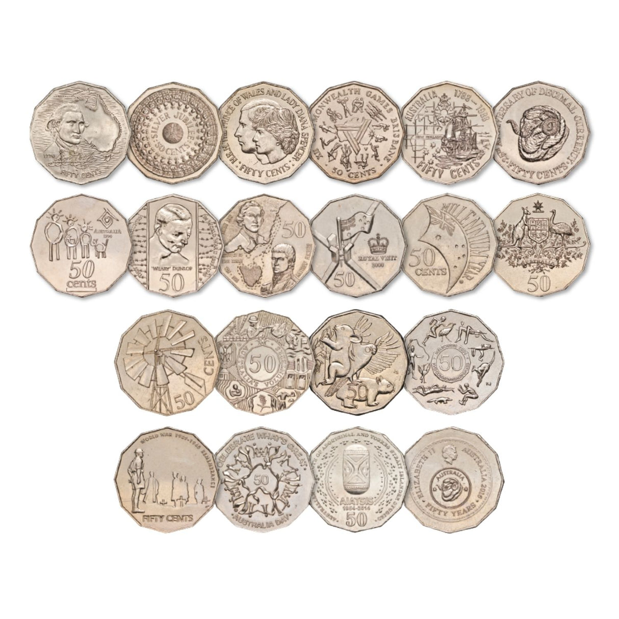 Australia 1970-2016 50c Commemorative Cupro-Nickel about Uncirculated-Uncirculated 2-Coin Set