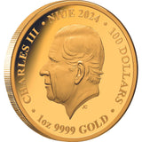Australia at Night 2024 $100 Red-eyed Tree Frog Platinum-plated 1oz Gold Proof Coin