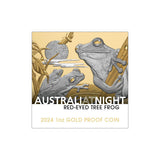 Australia at Night 2024 $100 Red-eyed Tree Frog Platinum-plated 1oz Gold Proof Coin