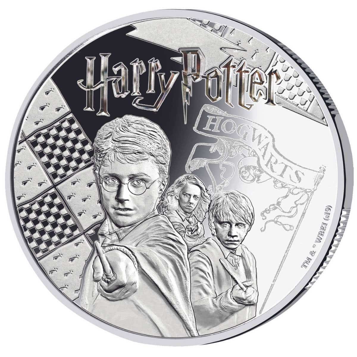 Harry Potter 2020 50c Silver-plated Coin + FREE Harry, Ron & Hermione Commemorative