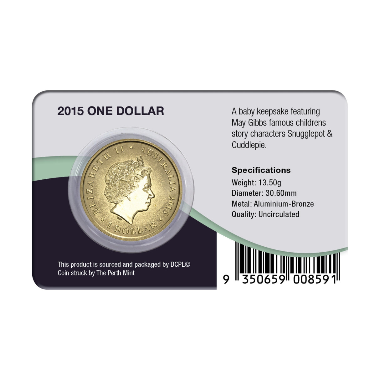 Australia Snugglepot & Cuddlepie Baby Keepsake 2015 $1 Aluminium-Bronze Uncirculated Coin Pack