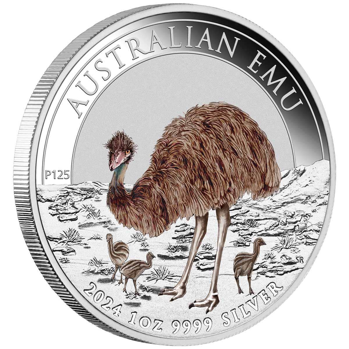 Australian Emu 2024 $1 Colour 1oz Silver Brilliant Uncirculated Coin