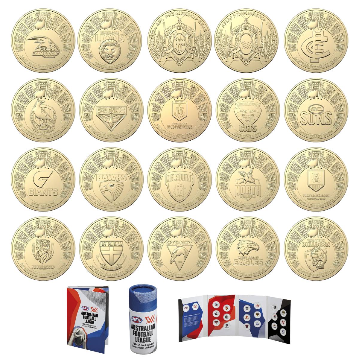 Australia AFL 2024 $1 Uncirculated 20-Coin Collection